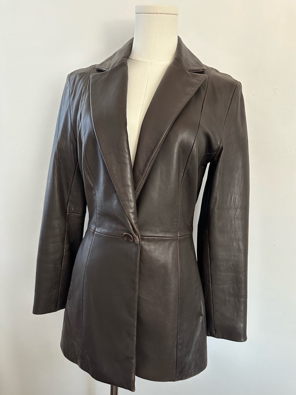CACHE dark brown leather blazer